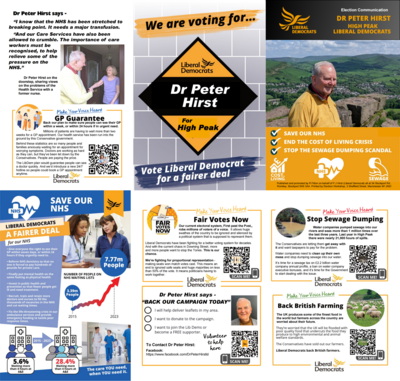 Dr Peter Hirst - manifesto for the candidate for High Peak Liberal Democrats in the General Election on 4 July 2024