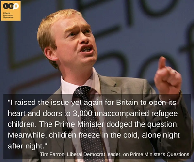 Tim Farron speaking on unaccompanied refugees